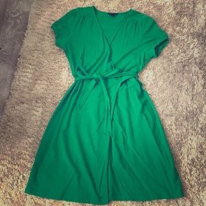 Lands End Kelly green wrap dress L